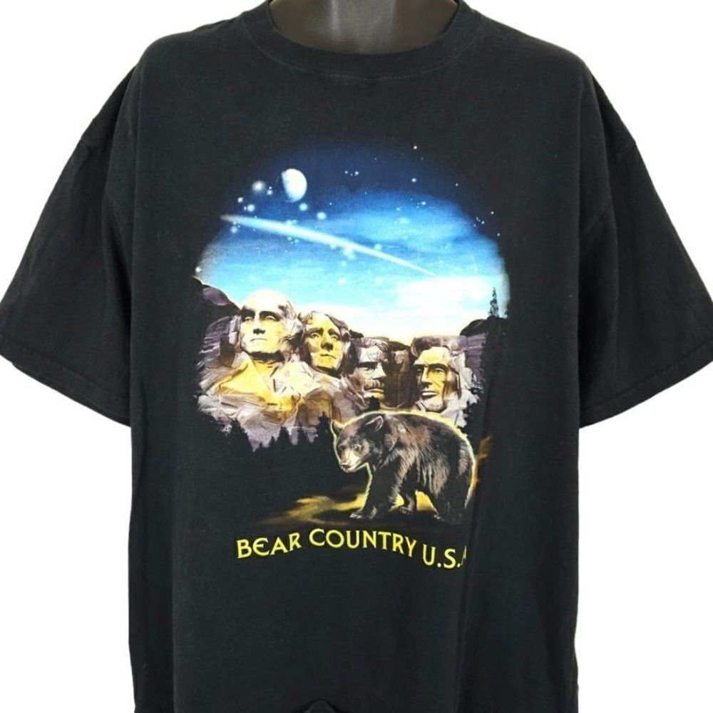 Bear Country USA T Shirt Vintage Y2K Mount Rushmore South Dakota Black Bear Mens